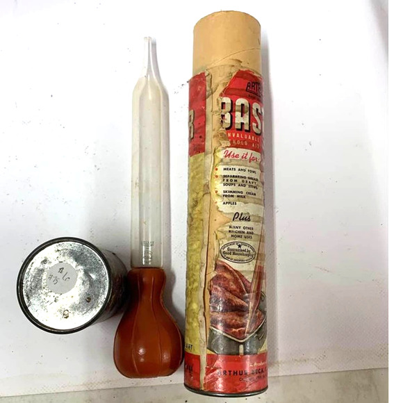 Vintage Pyrex Baster Hand Pump Artbeck USA 1946 Glass Rubber Kitchen Cooking - Picture 1 of 4